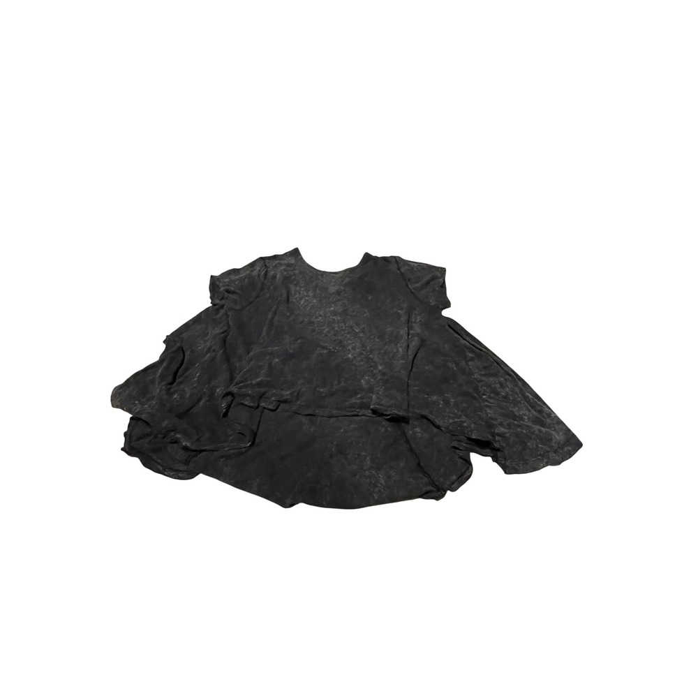 We The Free Free People Black Acid Wash Tiered Flowy Short Sleeve Top XS/S